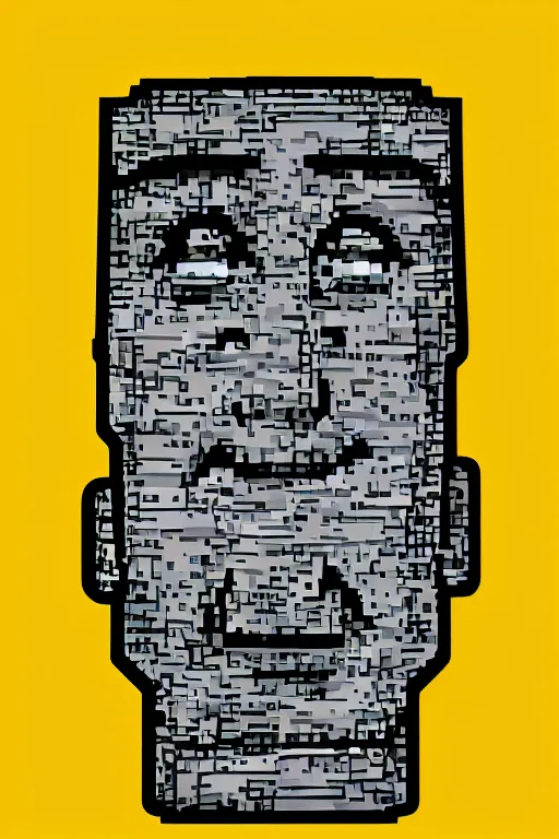 Image similar to vector sprite moai statue popart slap face caricature comic book illustration cartoon graffity street digital