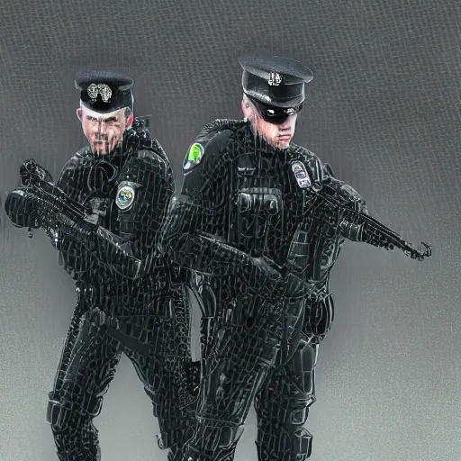 Image similar to metrocops in matrix, digital art, high quality render