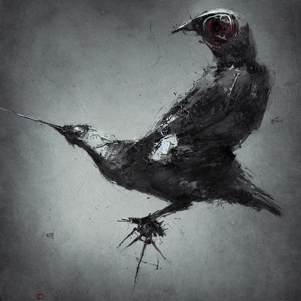 Image similar to a robotic bird, digital painting, digital art, beautiful, cinematic, 4 k, ultra hd, art by ben templesmith