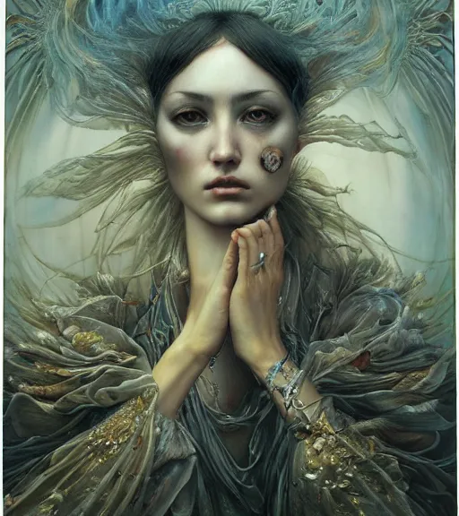 Image similar to portrait of the last touch by karol bak, James Jean, tom bagshaw, Nicola Samori, hyper detailed.