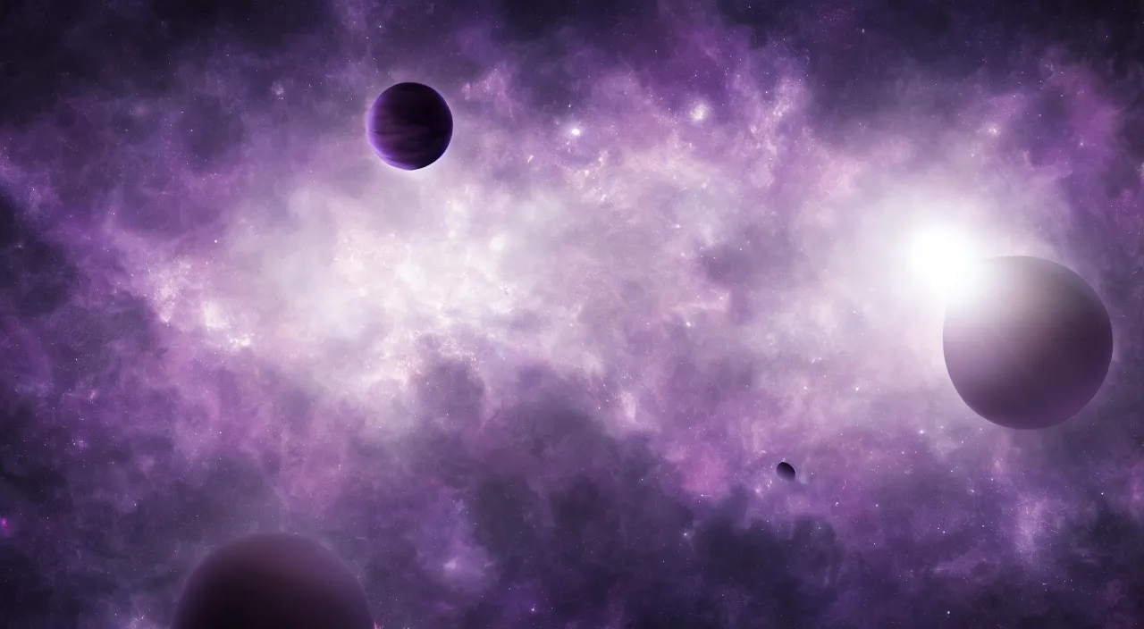 Image similar to a beautiful and lonely deep purple planet floating in the vast darkness of deep space, digital art, photorealistic, detailed, trending on artstation