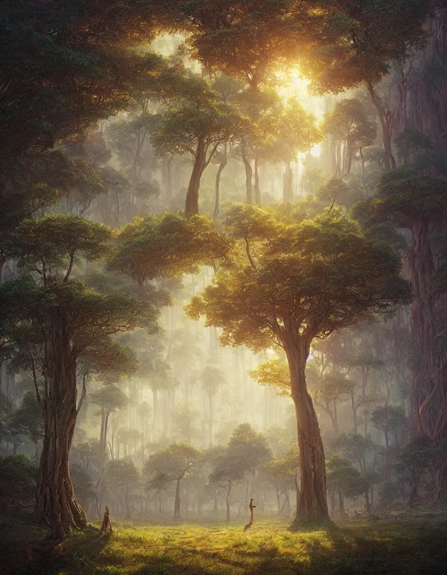 Image similar to hyper realistic detailed matte painting of tree of knowledge, hd, hdr, by moebius and john howe and albert bierstadt and alena aenami, ultra detailed, high resolution
