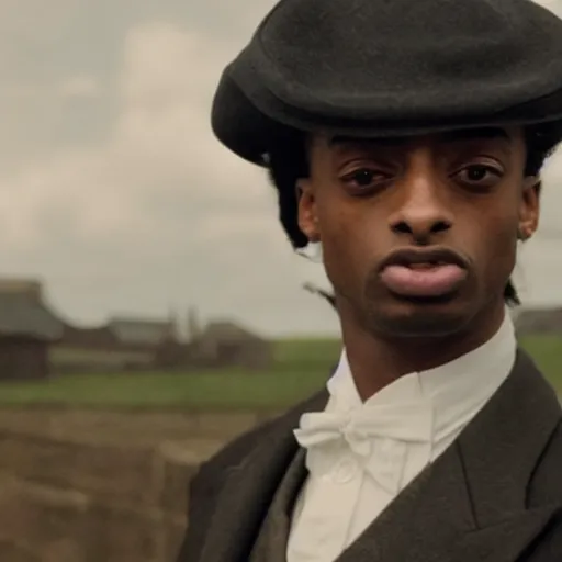 Image similar to playboi carti in peaky blinders 4 k the detailed super realistic