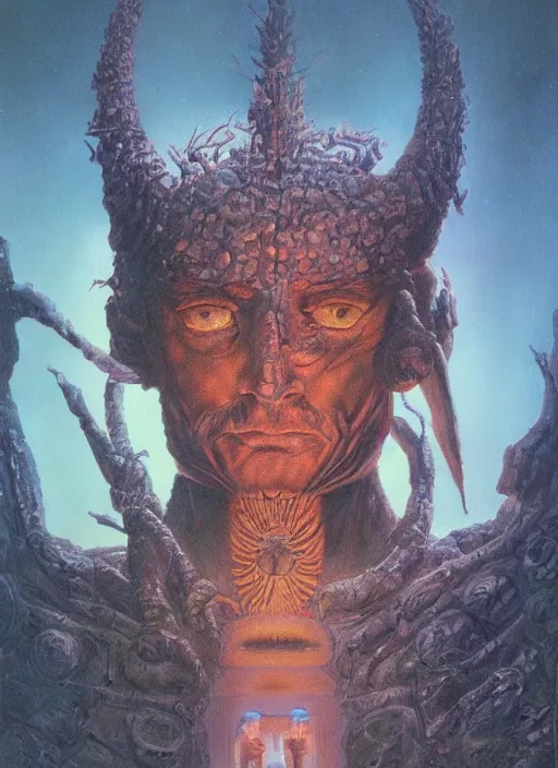 Image similar to a beautiful matte painting portrait of the lamp god, the old days, the outer god from the starry sky in lord of mysterious by wayne barlowe