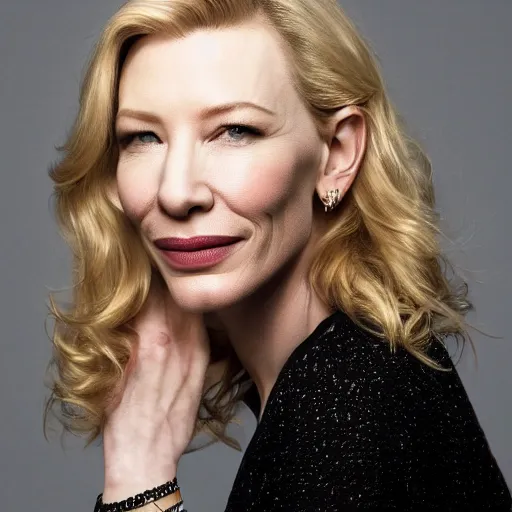 Prompt: high resolution portrait of cate blanchett with full body tattoo , highly detailed, photorealistic, 4k