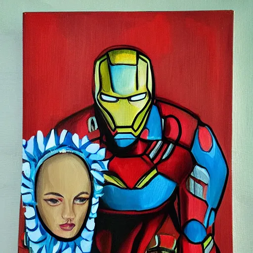 Image similar to a feminine version of female ironman painting