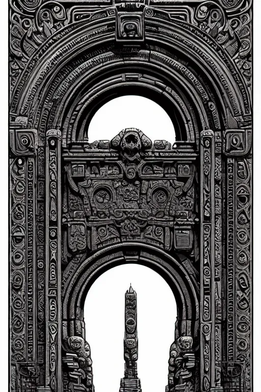 Prompt: ornate ancient stone portal, high details, intricately detailed, by vincent di fate, inking, 3 color screen print, masterpiece, trending on artstation,, sharp, details, hyper - detailed, hd, 4 k, 8 k