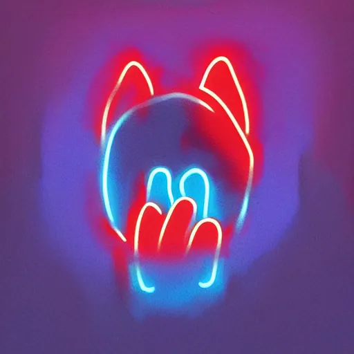 Prompt: fluffy paw of cat cyborg catch ladybag, neon color, detalized, digital painting