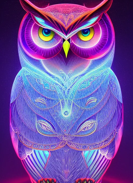 Image similar to symmetry!! product render poster vivid colors divine proportion owl, ice and snow, glowing fog intricate, elegant, highly detailed, digital painting, artstation, concept art, smooth, sharp focus, illustration,