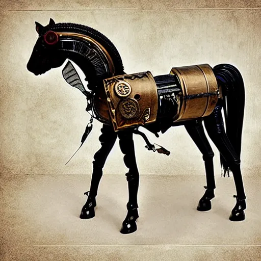 Image similar to horse, steampunk