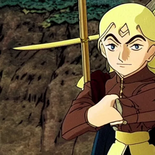 Image similar to legolas from the anime lord of the rings (1986), studio ghibli, very detailed, realistic, hayao miyazaki, kentaro miura, satoshi kon