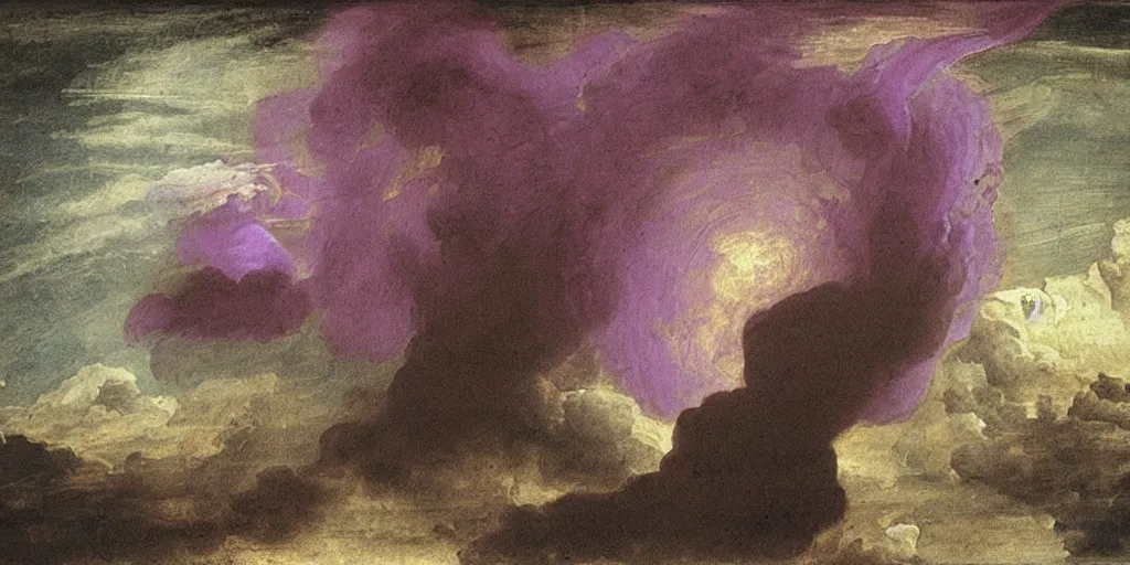 Image similar to Purple tornado painting by Leonardo Da Vinci