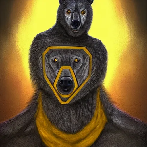 Prompt: portrait of bear beast-man wearing a hazmat suit, digital art, concept art, highly detailed, sharp focus