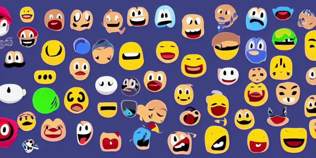 Image similar to a full set of emoji designed by nintendo