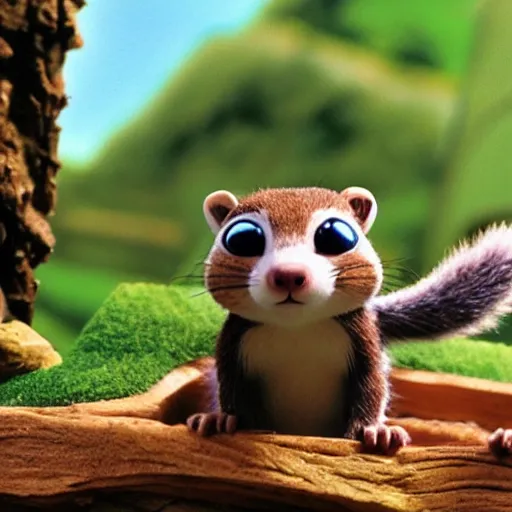 Image similar to cute claymation squirel over the hedge ice age