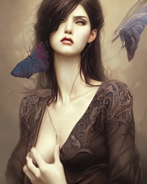 Prompt: Hyperrealistic female demon portrait, art nouveau , fantasys 'i ntr'icate flower des'igns , elegant, highly detailed, sharp focus, art by Artgerm and Greg Rutkowski and WLOP