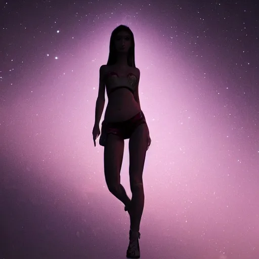 Prompt: a realistic digital art ultra detailed from Ariana grand super model photo taken at night by Waya Steurbaut, full body camera shot, photo realistic, cinematic, nigt, moon ligth