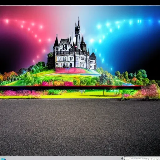 Image similar to optical illusion of robot 🏰, full colors hd