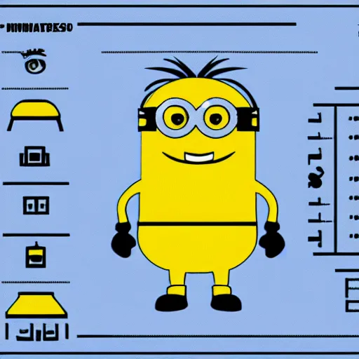 Prompt: anatomy of a minion on a blueprint, intricate detailed,