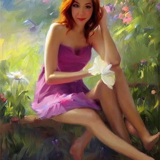 Image similar to lily aldrin, painting by vladimir volegov