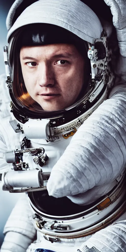 Prompt: closeup portrait photograph of an astronaut ghost, helmet, human head, portrait, hyper realistic, highly detailed, retrofuturism