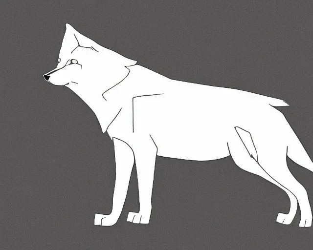 Image similar to professional digital art of a full-body outline of a wolf, very simple, no color, high quality, HD, 8K,