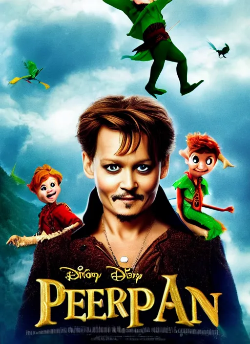 Image similar to johny depp as Peter Pan,movie poster