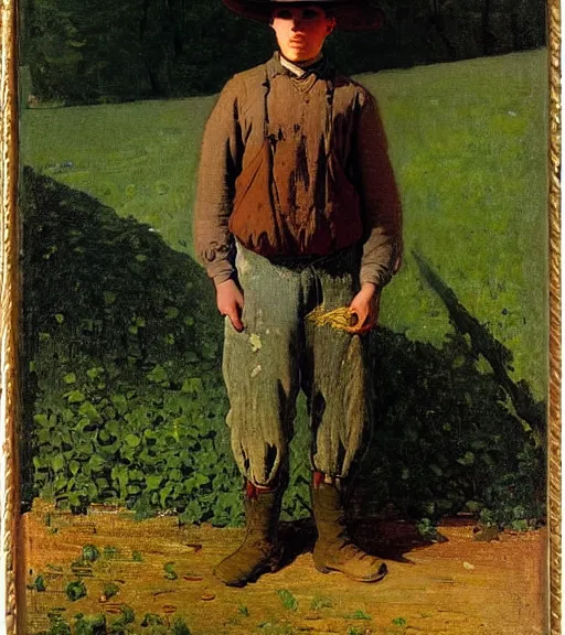 Image similar to A Young Farmer in Ohio, 1888 by Winslow Homer and Thomas Eakins