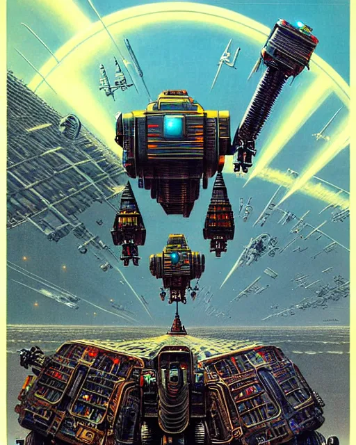 Image similar to attack of the killer robots, concept art, intricate details, highly detailed, vintage sci - fi poster, retro future, in the style of chris foss, rodger dean, moebius, michael whelan, and gustave dore