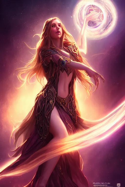 Image similar to beautiful cinematic fantasy poster, goddess of light and love, beautiful glowing galaxy eyes, hybrid from The Elden Ring and art direction by Darius Zawadzki ;by artgerm; wayne reynolds art station; cinematic quality character render; low angle; ultra high quality model; production quality cinema model;