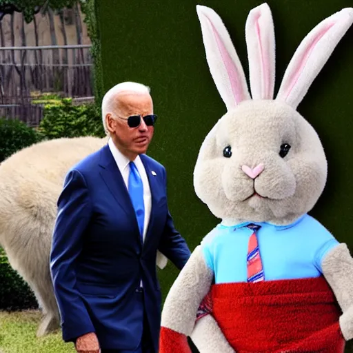 Prompt: Joe Biden in a rabbit suite