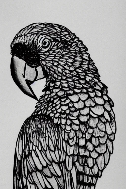 Image similar to parrot ink drawing