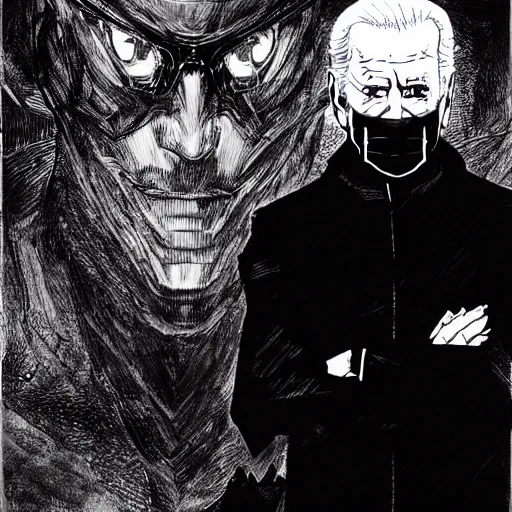 Image similar to Joe Biden looking sinister, by Tsutomu Nihei, highly detailed