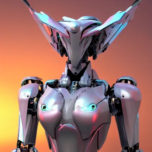 Image similar to bust of a beautiful anthropomorphic humanoid robotic mecha female dragon, with smooth and streamlined armor, standing and posing elegantly, well detailed dragon head with LED eyes and a maw, sharp and dangerous sleek design, two arms, two legs, long tail, beautiful digital art, artstation, DeviantArt, FurAffinity, professional, octane render, sunset lighting