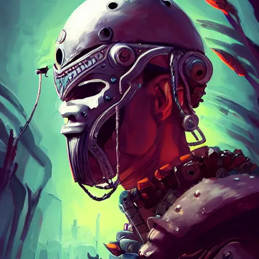 Image similar to cyberpunk viking helmet mask warrior goddess robot ninja fantasy, art gta 5 cover, official fanart behance hd artstation by jesper ejsing, by rhads, makoto shinkai and lois van baarle, ilya kuvshinov, ossdraws