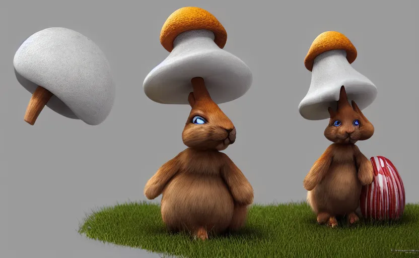 Prompt: cute rabbit character with mushroom hat, style of pixar, unreal engine 5, trending on artstation, 8K