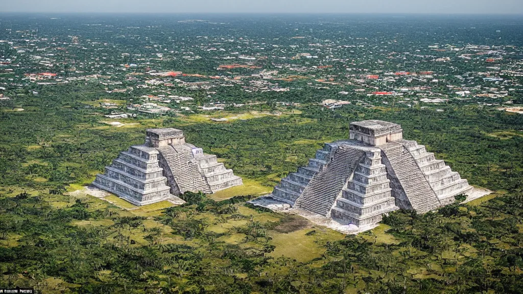 Image similar to remarkable airplane view of the ancient mayan city of chichen-itza in yucatan which once held a million cultivated people and was graced by a huge sacred temple