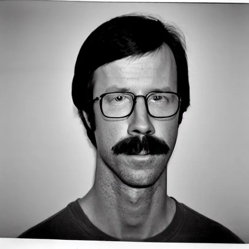 Prompt: Mugshot Portrait of Kip Dynamite, taken in the 1970s, photo taken on a 1970s polaroid camera, grainy, real life, hyperrealistic, ultra realistic, realistic, highly detailed, epic, HD quality, 8k resolution, body and headshot, film still, front facing, front view, headshot and bodyshot, detailed face, very detailed face