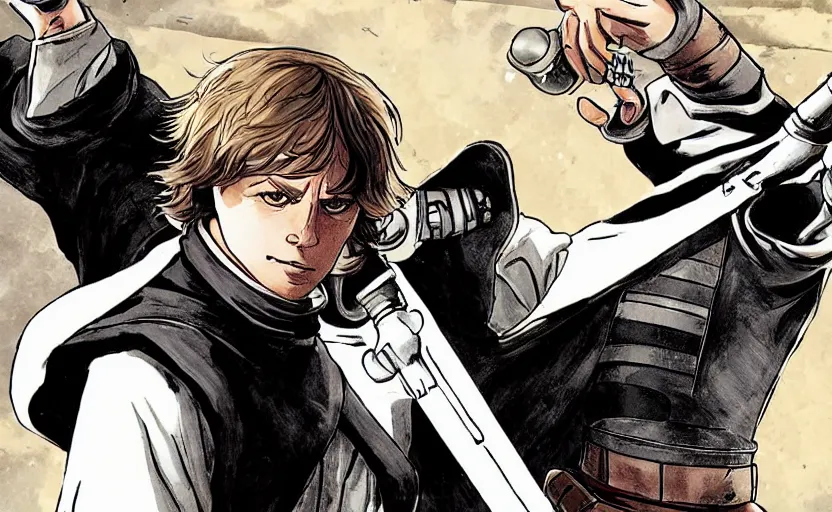 Image similar to luke skywalker in demon slayer style