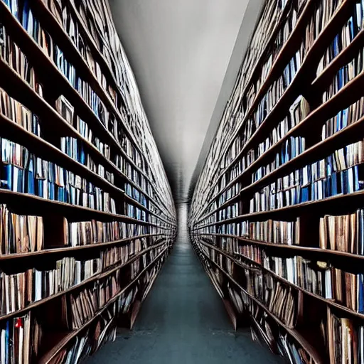 Image similar to Infinite tunnel made out of bookshelfs, photography, award winning, 8k