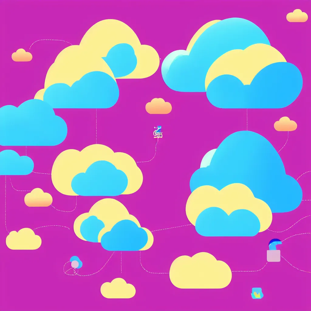 Image similar to a simple micro-service deployed to a public cloud, security, attack vector, trending on Artstation, painting by Jules Julien, Leslie David and Lisa Frank, muted colors with minimalism