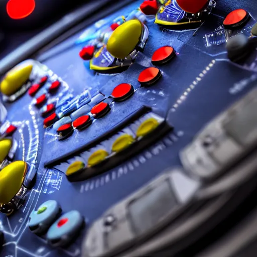 Prompt: close-up of a spaceship control panel being operated by furry hands, today's featured sci-fi photography 4k