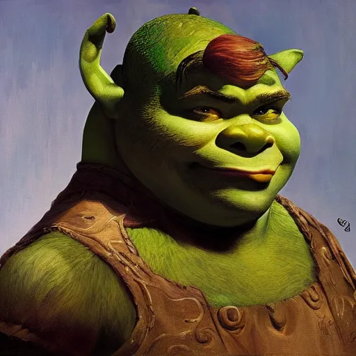 Prompt: a beautiful painting of shrek, art photography, highly detailed painting by gaston bussiere, craig mullins, j. c. leyendecker 8 k