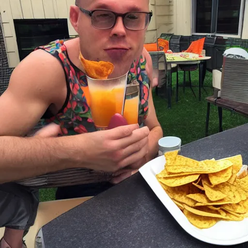 Prompt: homelander eating nachos