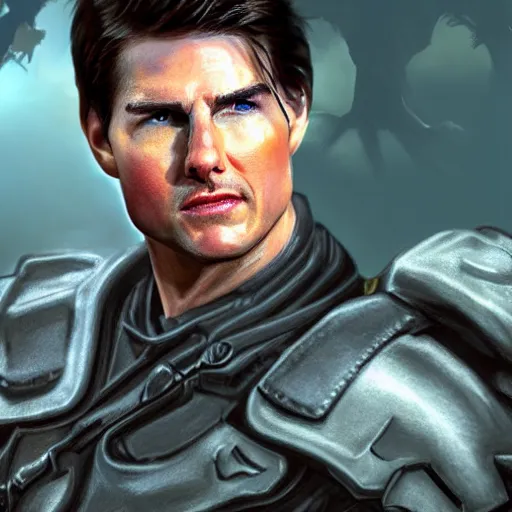 Prompt: Tom Cruise in the style of the game World of Warcraft, with a background based on the game World of Warcraft, detailed face, old 3d graphics