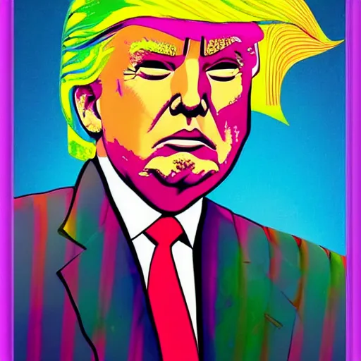 Image similar to “ donald trump painted by lisa frank ”