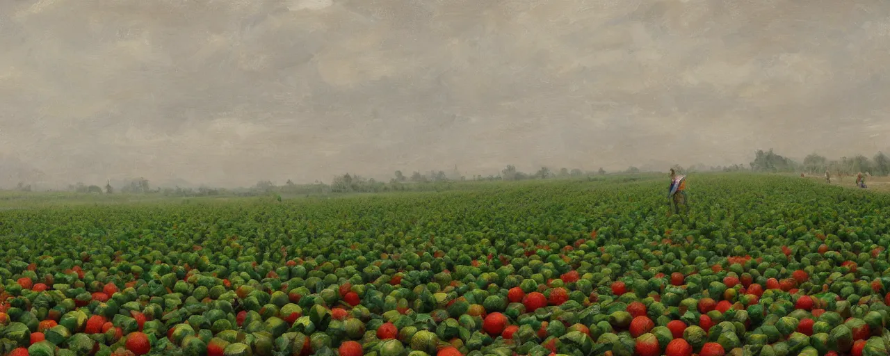 Image similar to field of watermelons, greg rutkowski