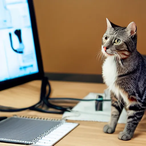 Image similar to cat wearing doctor's attire, studio lighting