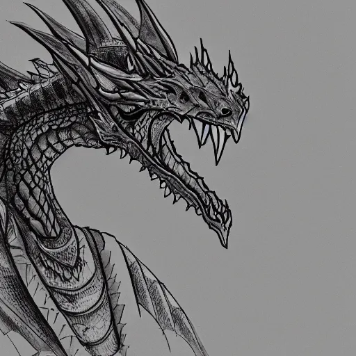 Prompt: a majestic dragon, hd, 4k, trending on artstation, award winning, 8k, 4k, 4k, 4k, very very very detailed, high quality sketch, black background