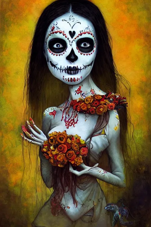 Image similar to Illustration of a day of the dead girl, art by Esao Andrews